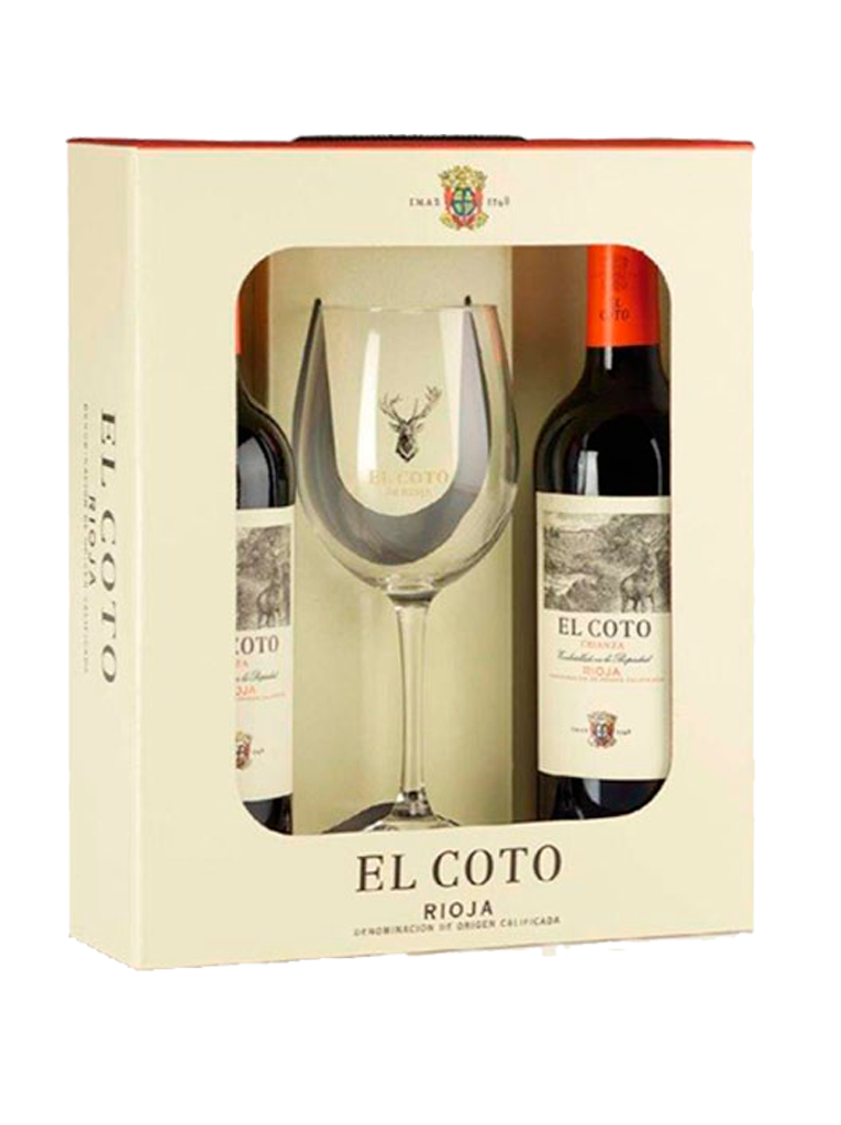 El Coto Crianza Estuche 1 copa 2 botellas